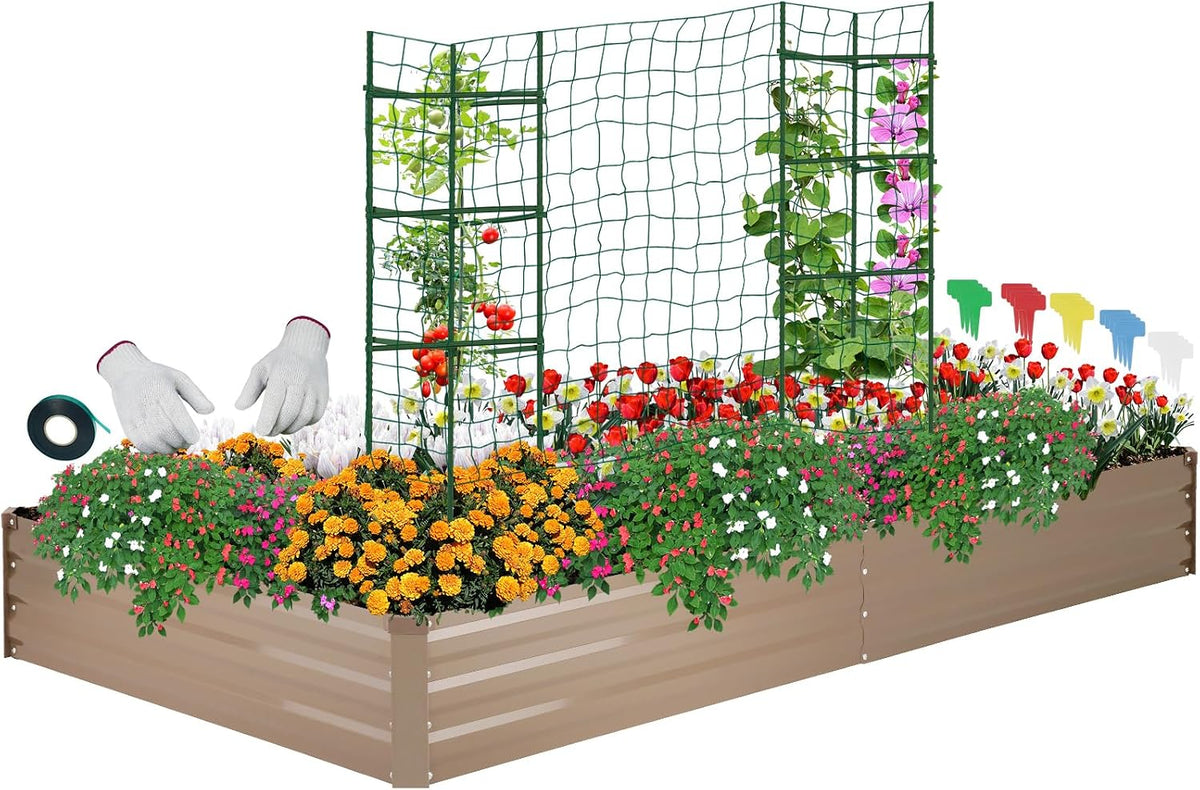 oncemore galvanized raised garden bed for vegetables flowers, main product view