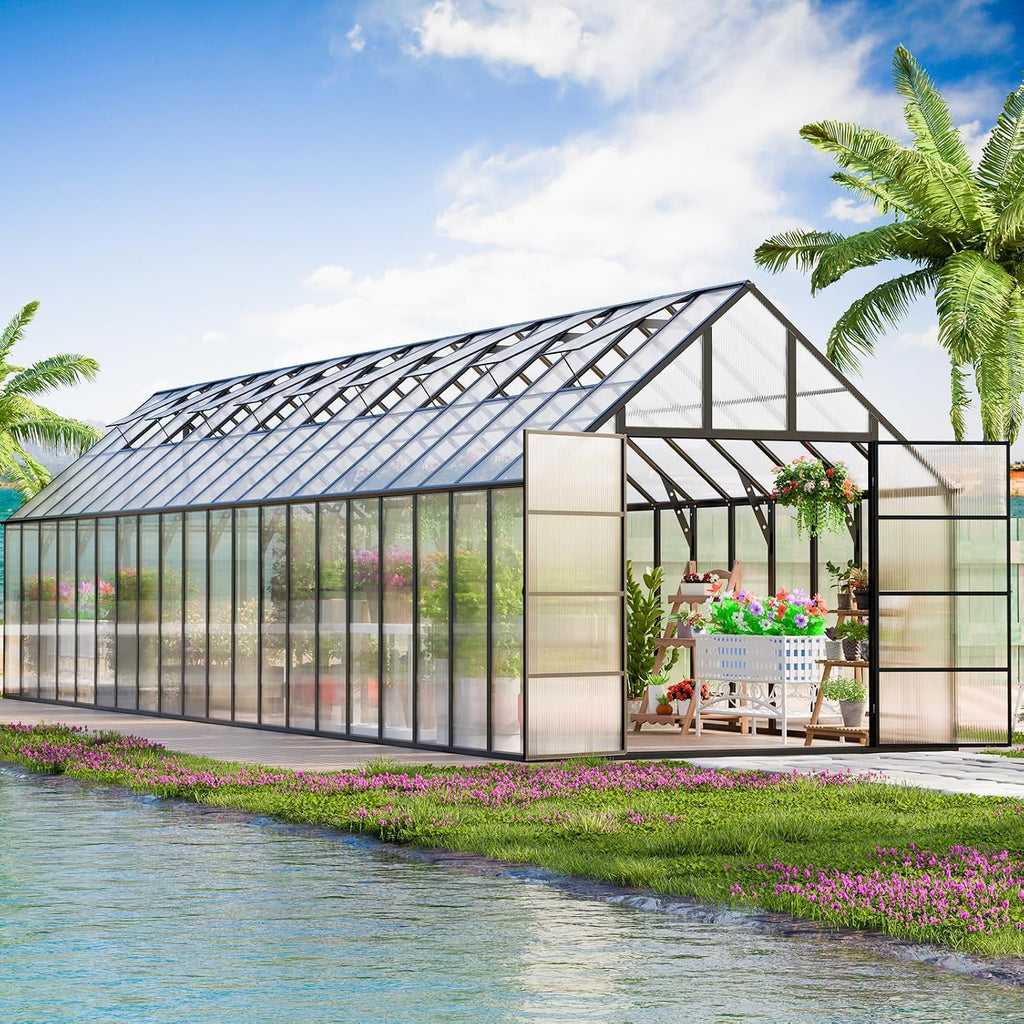 cdcasa 40x10x10 ft polycarbonate greenhouse for outdoors w/9, main product view