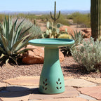 Sunnydaze Hand-Painted Ceramic Outdoor Bird Bath for Garden, 21” H, Seafoam | UV & Frost-Resistant Mineral Glazed Finish, 1 Gal Water Cap, Easy Assembly, Pedestal Bird Bath for Outside, Ceramic Birdbath
