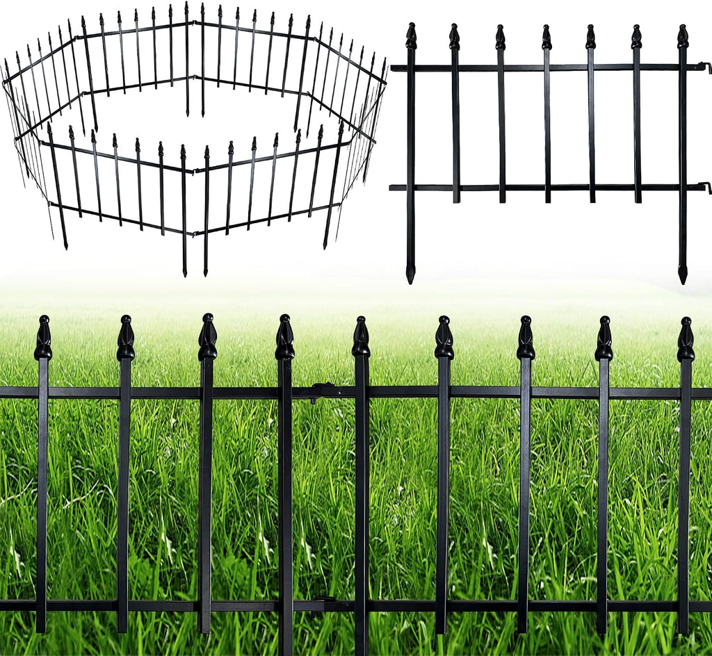 arifaro 5 panels metal garden fence 18" h, main product view