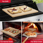 Unicook 20 x 13.5 Inch Extra Large Pizza Stone for Oven and Grill, 10.6 Lbs | Heavy Duty, Even Heating&Consistent Heat Retention, Crispy Crust for 2 Small Pizzas, Bread, Cookies, Includes Dough Scraper
