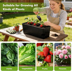 Self Watering Pots for Indoor Plants 17 Inches Window Boxes Planters Rectangular Flower Pots Rectangle Herb Pots Large Plant Pots with Drainage Holes and Saucers Windowsill Planter (4, Black)