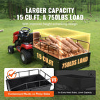 vevor heavy duty atv trailer steel dump cart, side view