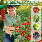 Cucumber Trellis for Raised Bed, U-Shape Garden Trellis for Climbing Plants Outdoor, Metal Arch Trellis for Vegetables, Plant Support for Tomato, Pea, Zucchini(63" L×30" W×47.2" H-Large)
