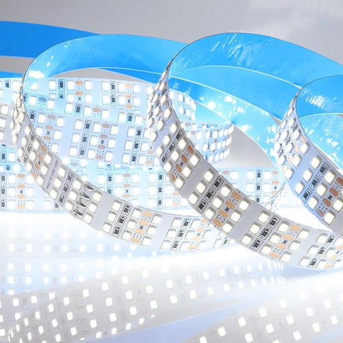 16.4ft SMD 2835 White LED Strip Lights 12V 1800 LEDs Triple Row Daylight White 6000K Dimmable LED Flexible LED Tape Lights for Home, Bed, Kitchen Decor(Non-Waterproof IP20)