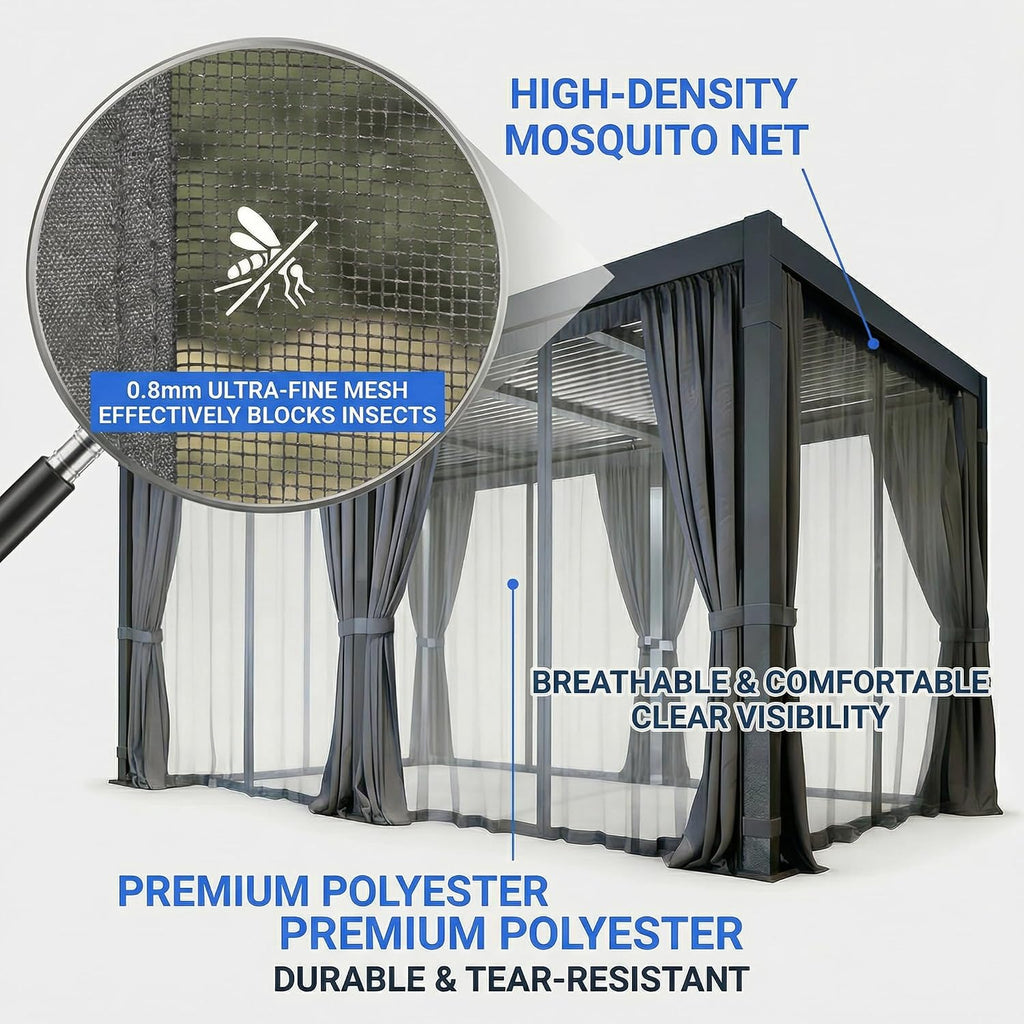 louvered pergola 10x12ft, outdoor aluminum pergola with adjustable showing dimensions