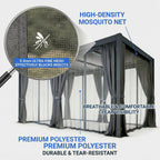 louvered pergola 10x12ft, outdoor aluminum pergola with adjustable showing dimensions