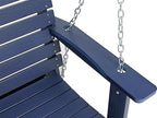 Poly Lumber 2-Seat Porch Swing, HIPS 4.5-Feet Bench Swing with Foldable Cup Holders,18/8 Stainless Steel Hardware, High Backrest and Deep Contoured Seat (Navy Blue, 4.5-feet)