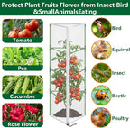 4 Pcs Garden Bird Netting for Triangle Plant Cage, 59" x 20" x 20" Tomato Cage Garden Net Cover with Zipper, Tomato Trellis Insect Bird Barrier Protection Mesh for Vertical Climbing Plant Vegetable