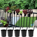 20 Pack 4 Inch Railing Hanging Planter, Black Small Hanging Bucket Planters, Metal Hanging Flower Pots, Metal Railing Bucket for Outdoor, Balcony, Fence, and Porch with Detachable Handles