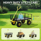 steel garden cart, 2-in-1 heavy duty utility wagon showing dimensions