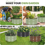 G GOOD GAIN Round Raised Garden Bed - 2Pcs 2x2x1ft Galvanized Steel Planter Boxes Outdoor with Rubber Edge Trim | Metal Raised Beds for Gardening Vegetables Flowers Fruits Herbs (Olive Green)