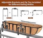 Y&M 2pcs 24 Inch Window Deck with Coco Liner, 24" Window Boxes Horse Trough with Coconut Coir Liner, Black Metal Hanging Flower Planter Window Basket Deck Railing Planter Boxes for Outdoor Indoor