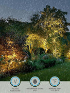 LEONLITE Dia. 4 Inch Well Lights Landscape LED In Ground, Shielded Top, 3000K Warm White, 12-24V AC/DC CRI90 Low Voltage Garden Landscaping, Rock Color Aluminum Housing, Pack of 6