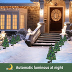 Solar Christmas Tree Garden Stake Lights Outdoor Waterproof Pathway Lights Xmas Tree Light for Lawn Patio Yard Front Porch Christmas Decor 2pcs