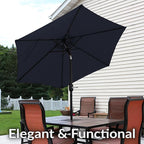 Sunnydaze Outdoor Patio Umbrella - Polyester Table Market Umbrella with Push-Button Tilt and Crank - 6 Sturdy Ribs - Blue - 7.5ft
