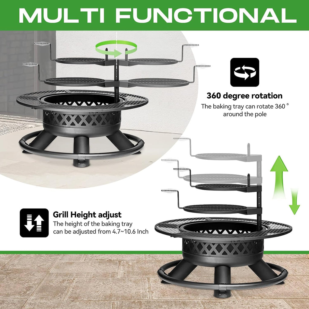 panovue 47 inch outdoor wood burning fire pit on a desk or shelf