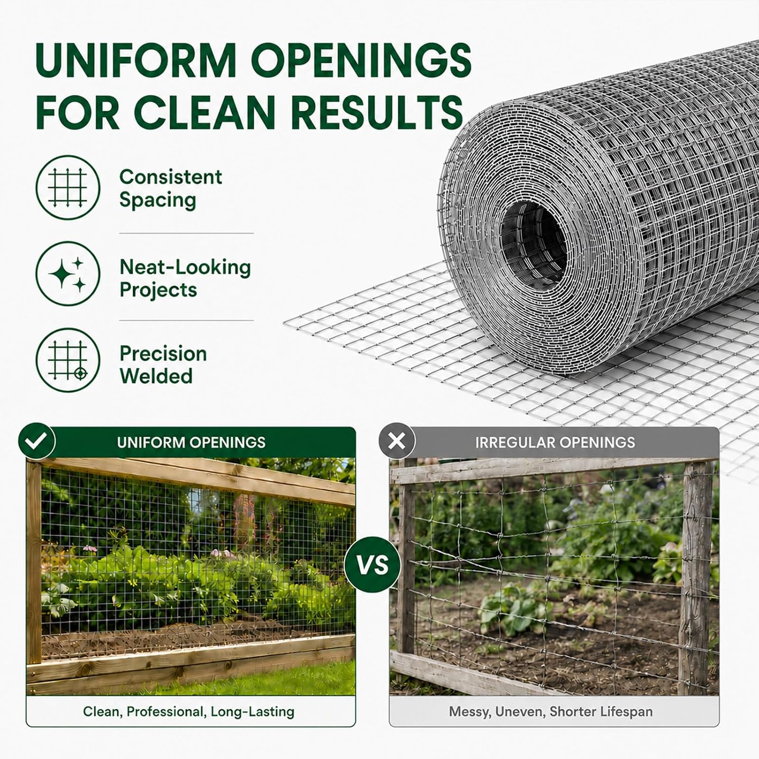 Trenk Hardware Cloth 1/2 Inch Chicken Wire Fencing 48" x 100' 19 Gauge | Heavy-Duty Galvanized Chicken Wire Mesh Roll for Garden Fencing, Gopher Wire, and Long-Lasting Wire Fencing Use