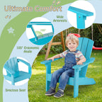 GIANTEX Kids Adirondack Chair Set of 2 for Age 3-8, Turquoise | All-Weather HIPS Children's Outdoor Chair w/Ergonomic Design, Toddler Lawn Chairs, Kids Beach Chair for Garden Patio Backyard
