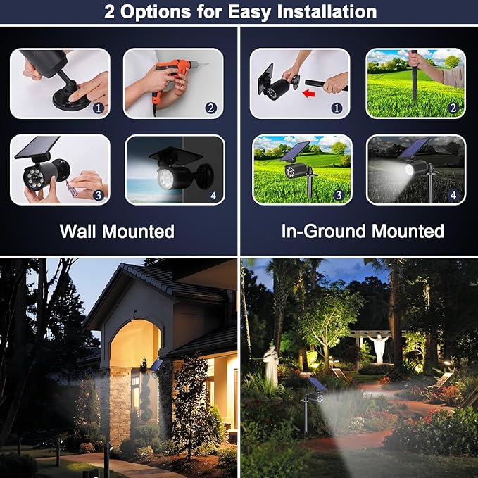 Solar Motion Lights Outdoor 2000LM Security Flood Lights IP67 Waterproof Spot Lights for Yard Porch Garage 1 Pack