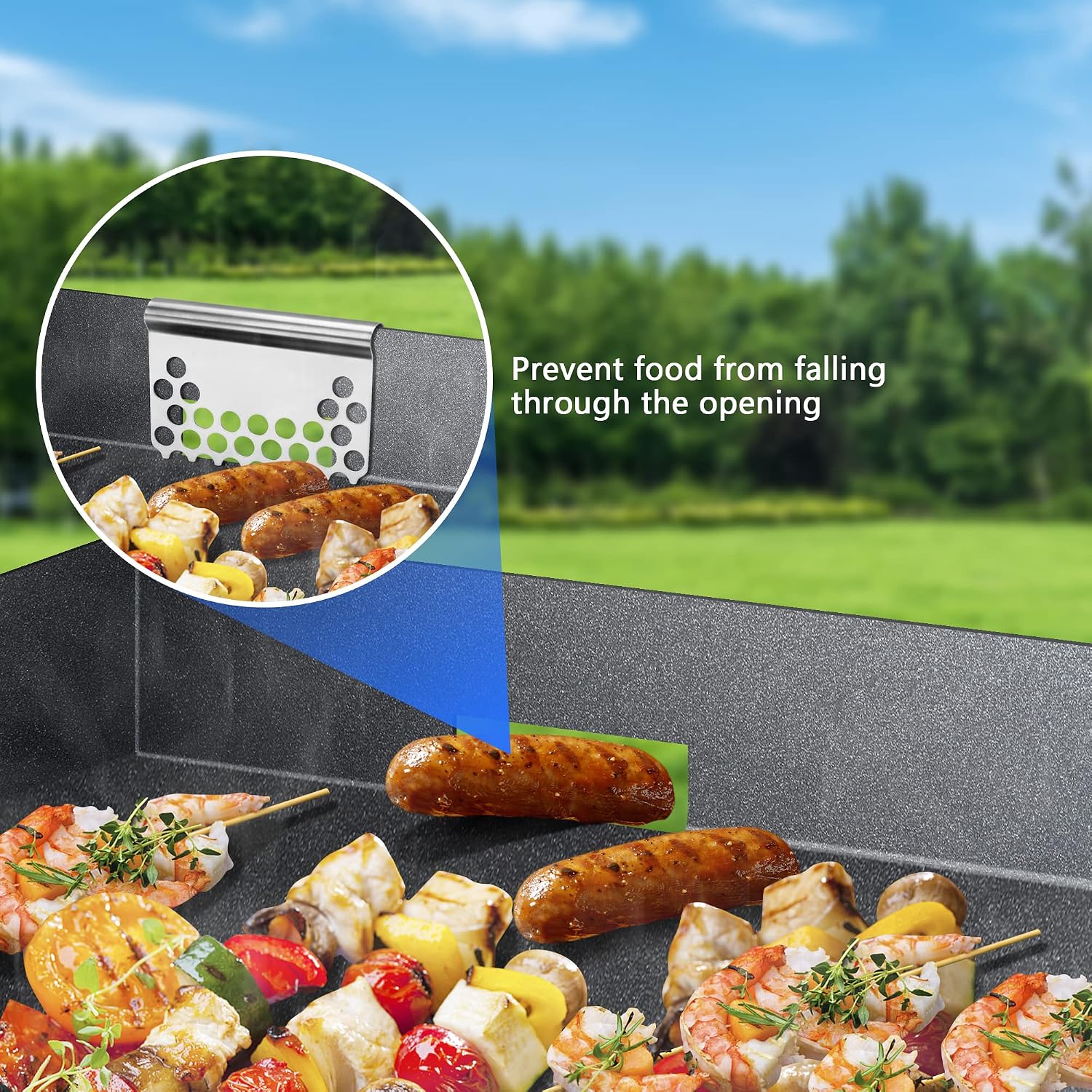 Food Mesh Screen Blocks,Stainless Steel Food Grease Gate Blocker from Falling into Tray,Griddle Grease Trap Accessories for Black Stone and Other Grills (1) | Prevent from Falling into Tray, Griddle Grease Trap Accessories for Black Stone and Other Grills