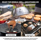 Smash Press, Stainless Steel, Round Flat Bottom Tool, 6 inch | Heavy Duty Hamburger Smasher Flat Top Built For Griddle, Grill and Skillet Cooking, Backyard Kitchen Essential, Cookout Ready