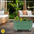 permasteel self-watering garden bed, rolling planter for vegetables shown in use