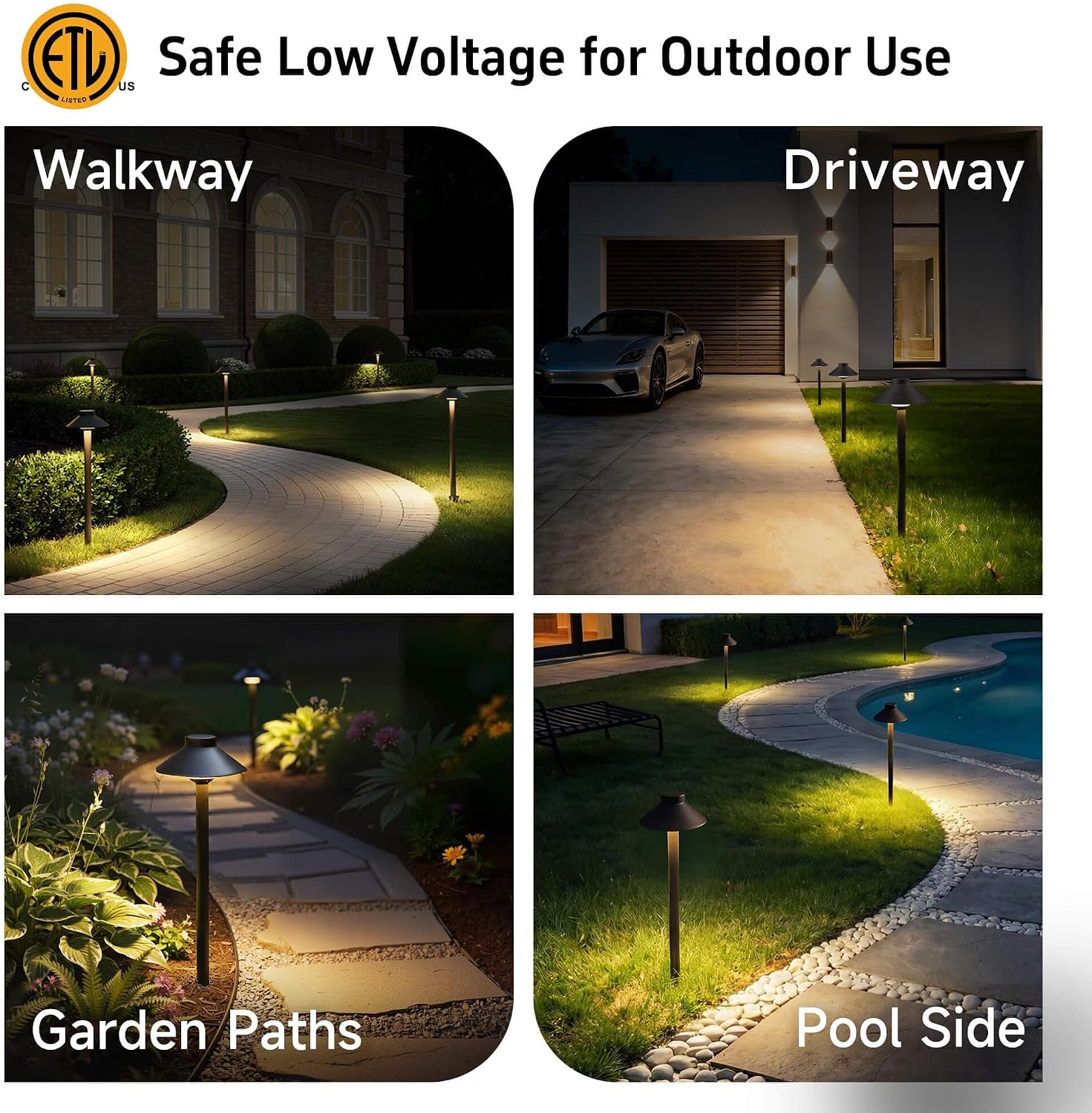 Brass Low Voltage Pathway Lights, 12V Hat-Top Bronze IP65 Waterproof LED Landscape Walkway Lights for Yard Driveway（G4 Bulb, Transformer & Wire Sold Separately）