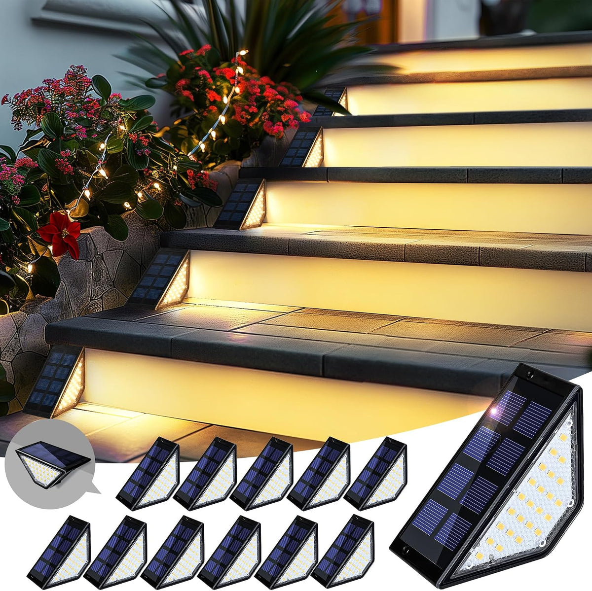 patiowin solar step lights for outside,24 leds solar, main product view