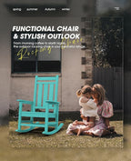 KINGYES Oversized Outdoor Rocking Chair Set of 2, All-Weather Patio Rocking Chairs for Porch, HDPE Outdoor Patio Rockers with High Back & Wide Seat for Garden, Lawn, Aruba