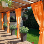 SpaceDresser Waterproof Outdoor Sheer Curtains for Patio - 4 Panels Rod Pocket Indoor Voile Sheer Curtain for Living Room,52W x 84L inch, Orange