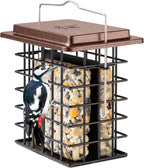 iBorn Double Suet Feeder for Outside Hanging,Weatherproof Suet Feeders,Suet Holder with Taller Grid for Woodpecker, Suet Cage Bird Feeders for Outdoors (Coffee, 6 Inch,1 Pack)