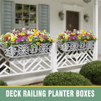 2 Pack 30 Inch Window Boxes Planter for Outdoor Plants Deck Railing Planters Box with Adjustable Brackets for Porch Fence Balcony Hanging Flower Baskets with Non-Woven Fabric Liner for Garden Décor