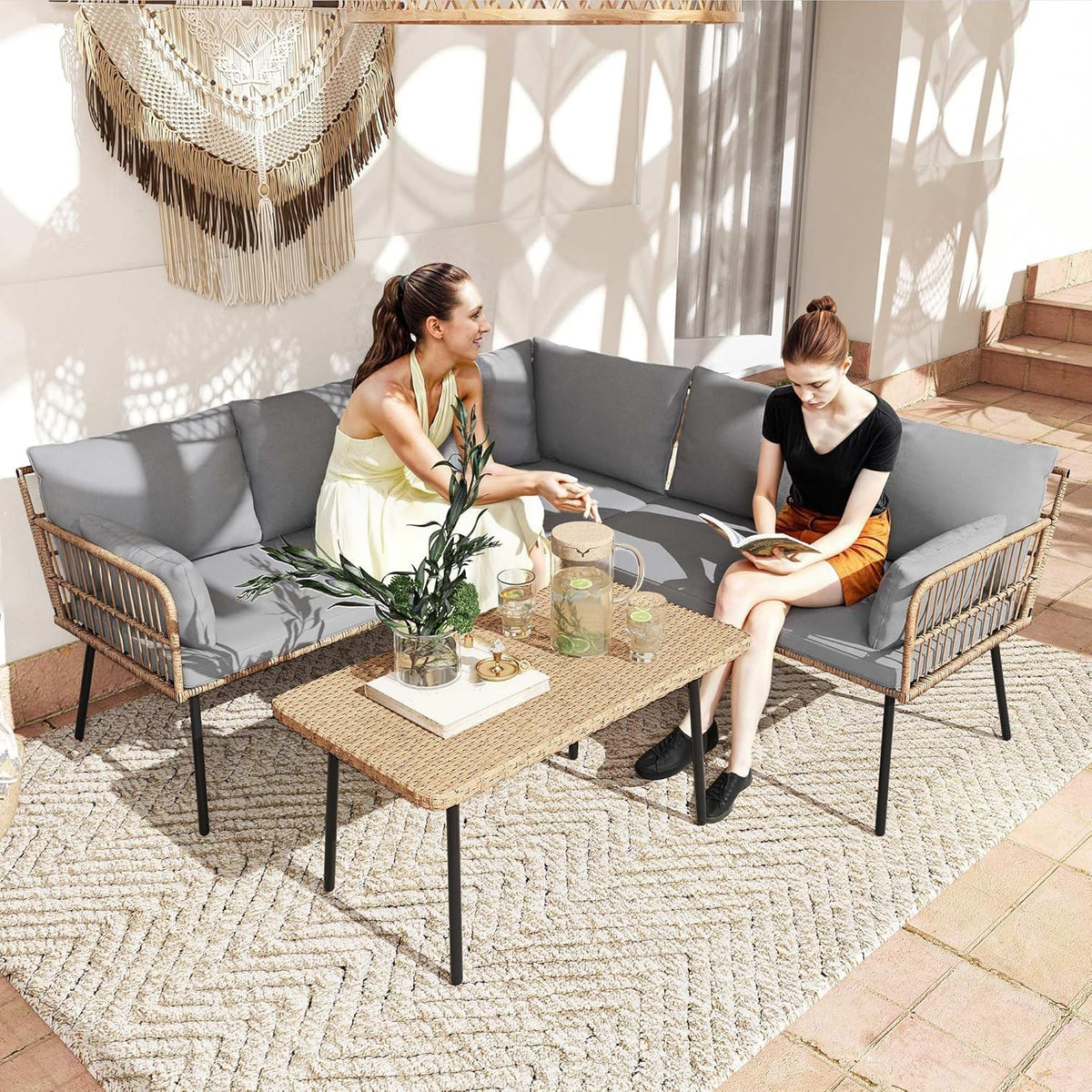 dwvo patio furniture set, 4 pieces outdoor patio, close-up detail