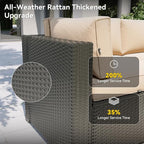 Aoxun Patio Furniture Set, 7 Piece Outdoor Sectional Sofas with Waterproof Cover, Wicker Rattan Outdoor Furniture Patio Conversation Set for Backyard, Garden Begin