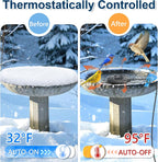 Bird Bath Heater for Outdoors in Winter, 100W Birdbath Water Heater Submersible for Winter Full-Covered Aluminum, Heated Bird Bath Deicer Thermostatic Control for Yard Patio Small Pond(Black)