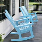 GREENVINES Outdoor Rocking Chair Set | 3-Piece | 2 Rocking Chairs with 1 Side Table | Porch Rocker | HDPE Plastic | Arctic | Patio Furniture Sets | High Back | Big & Tall | Ladder Back