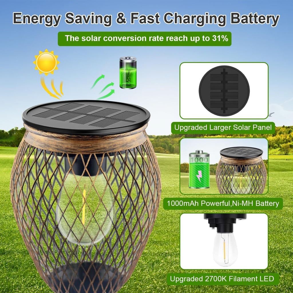 4 Pack Solar Pathway Lights Outdoor,IP65 Waterproof - Bright Outdoor Solar Lights for Yard,Auto On/Off Solar Driveway Lights,Solar Path Lights for Walkway Driveway Garden