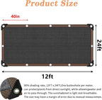 QLOFEI 12x24 FT Shade Cloth with Grommets, 90% Sunblock Outdoor Patio Mesh Tarp, Easier to Hang Neting Cover for Garden Greenhouse Pergola Lawn Kennel Pool Chicken Coop Shade Sail