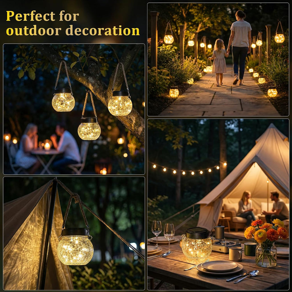 ROSHWEY 4 Pack M Size Solar Lantern Gifts for Women, Hanging Garden Decor Solar Lights Outdoor Waterproof with 15 LED for Halloween Christmas Easter Gift