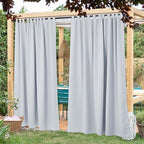 NICETOWN 2 Panels Outdoor Curtainss for Patio Waterproof 84 inch Long, Detachable Tab Top Room Darkening Outdoor Indoor Slider Blinds Window Treatment for Shower/Balcony, Greyish White, 84" Wide