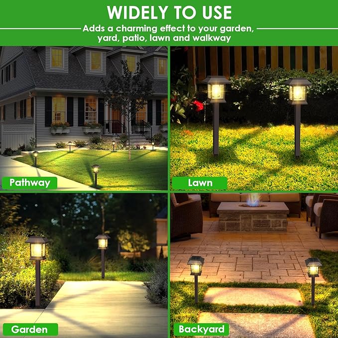 Solar Outdoor Lights, 12 Pack Solar Pathway Lights Waterproof, Landscape Lighting for Path Walkway Lawn Garden Yard Outside Décor, Brown