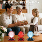 20oz Glass Hummingbird Feeder for Outdoor with Anti-Bee Ports, Red | Attract More Hummingbirds, Durable Glass, Leak-Proof, Easy To Clean, Built In Ant Moat, Bird Lover Gift, Hanging Garden Decor