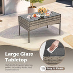 FDW | 4-Piece Patio Furniture Set | Gray & Khakhi | Outdoor Wicker Furniture with Coffee Table | Modern Rattan Chairs Conversation Set | Outdoor Seating | Weather-Resistant | for Porch, Garden, Lawn