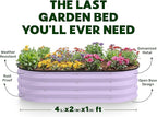 Plant & Plot Galvanized Raised Garden Beds Outdoor // 4×2×1 ft Planter Raised Beds for Gardening, Vegetables, Flowers // Large Metal Garden Box (Lavender)