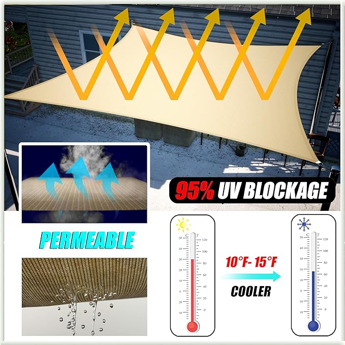 Amgo Custom Size 9' x 14' x 16.6' Black Right Triangle Sun Shade Sail UPF50+ AGTAPRT12, Order to Make Canopy Awning, 95% UV Blockage, Water & Air Permeable, Commercial Standard (We Customize)