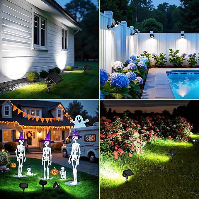 ROSHWEY Solar Landscape Spot Lights, Spotlights Outdoor Waterproof, with 2 Brightness Mode, Landscape Lighting Solar Lights for Garden, Yard, Pathway (Cool White, 10 Pack)