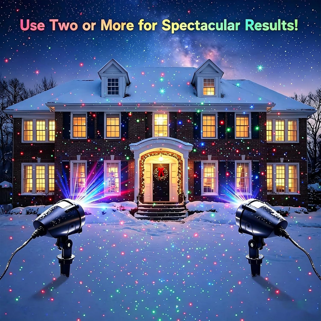 Laser Christmas Projector Lights Outdoor, Aluminum Alloy 3-Color Star Projector, Waterproof with Remote & Timer for Holiday Party, Yard Patio Xmas Decor (RGB)