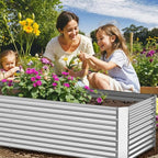 2 Pack Tall 8x4FT Corrugated Galvanized Steel Raised Garden Bed Outdoor, Metal Above Ground Garden Bed for Vegetables and Flowers, Rectangle Raised Beds for Gardening