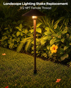 Landscape Lighting Stakes, 1/2 NPT Female Thread, 8.6 Inch Solid Plastic Spikes,Corrosion Resistant Replacement Spikes for Outdoor Garden Yard Path Lights, Spotlights 4-Pack